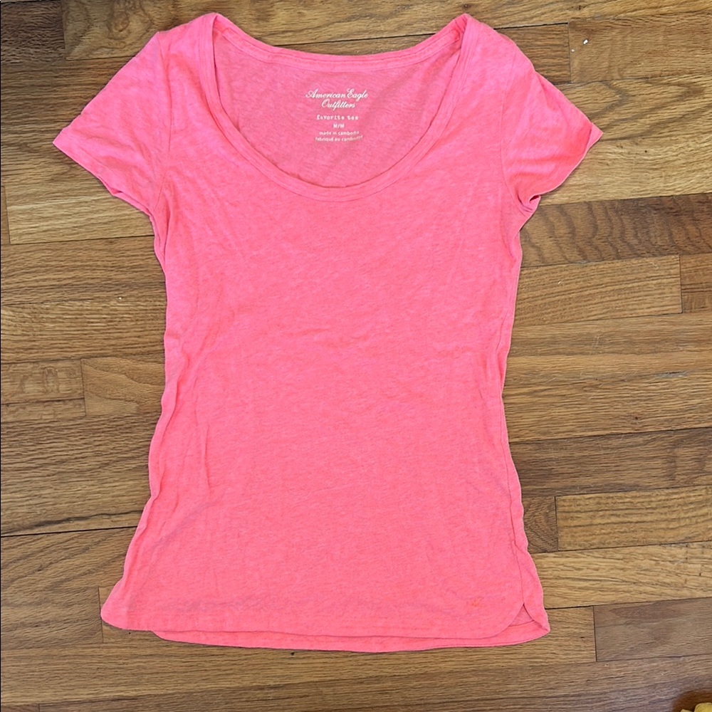 American Eagle Outfitters Pink Fitted Short Sleeve T-Shirt